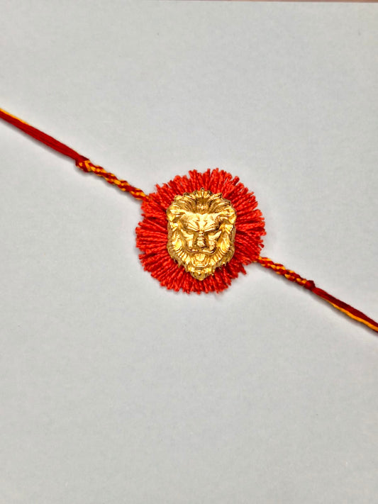 Simha Rakhi – Vedic Rakhi with Golden Lion Motif | Rakshabandhan by XAGO designer jewellery in 24K gold plating | XAGO Luxe