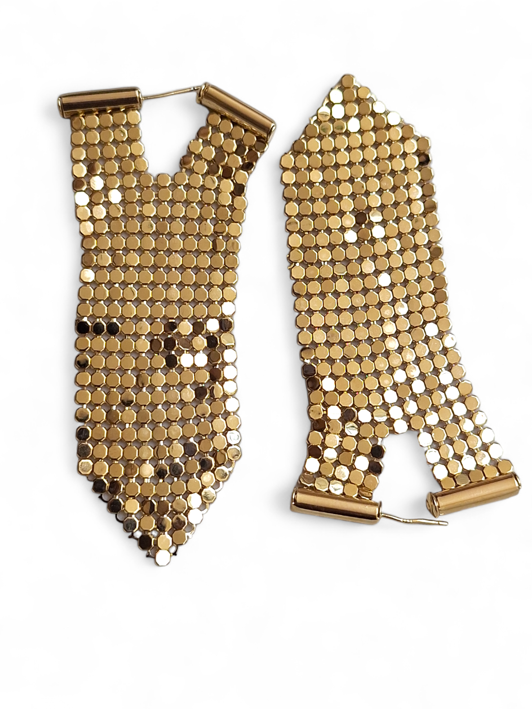 LE DANIEL GOLD PLATE CONTEMPORARY SHAPDE DROP EARRINGS jewellery in 24K gold plating | XAGO Luxe