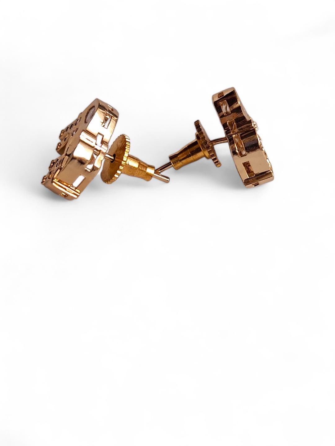 LE RABANI GOLD PLATED KUNDAN STUDDED ELEPHANT SHAPED STUD EARRINGS jewellery in 24K gold plating | XAGO Luxe