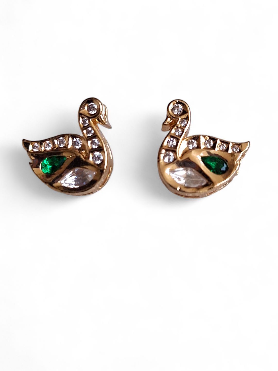 LE VELA GOLD PLATED KUNDAN STUDDED CONTEMPORARY SHAPED STUD EARRINGS