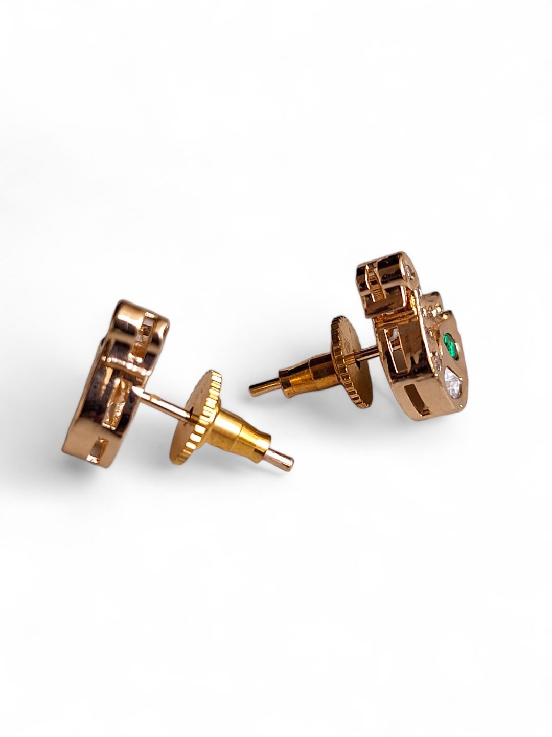 LE VELA GOLD PLATED KUNDAN STUDDED CONTEMPORARY SHAPED STUD EARRINGS