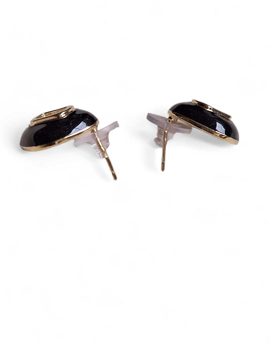 LE BELINDA BLACK CONTEMPORARY SHAPE EARRINGS jewellery in 24K gold plating | XAGO Luxe