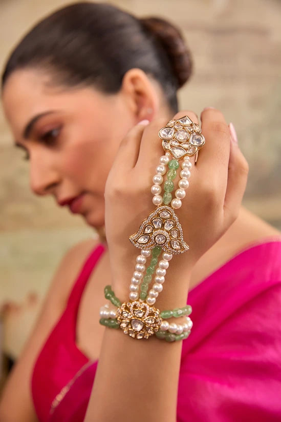 Xago Royal Kundan Polki Pearl Hathphool