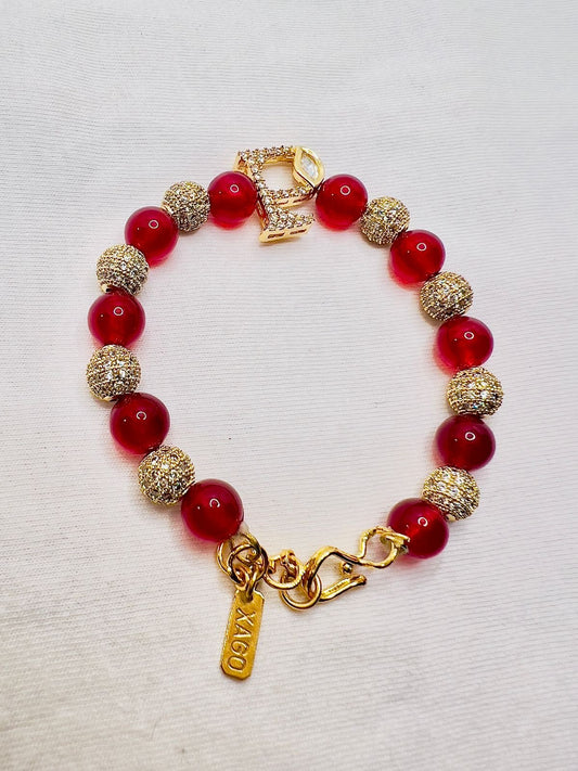 LE OJAS RED  PEARL & KUNDAN BRACELET jewellery in 24K gold plating | XAGO Luxe