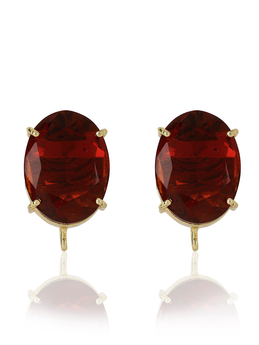 LOCHANA RED ONYX GOLD PLATED STUDS