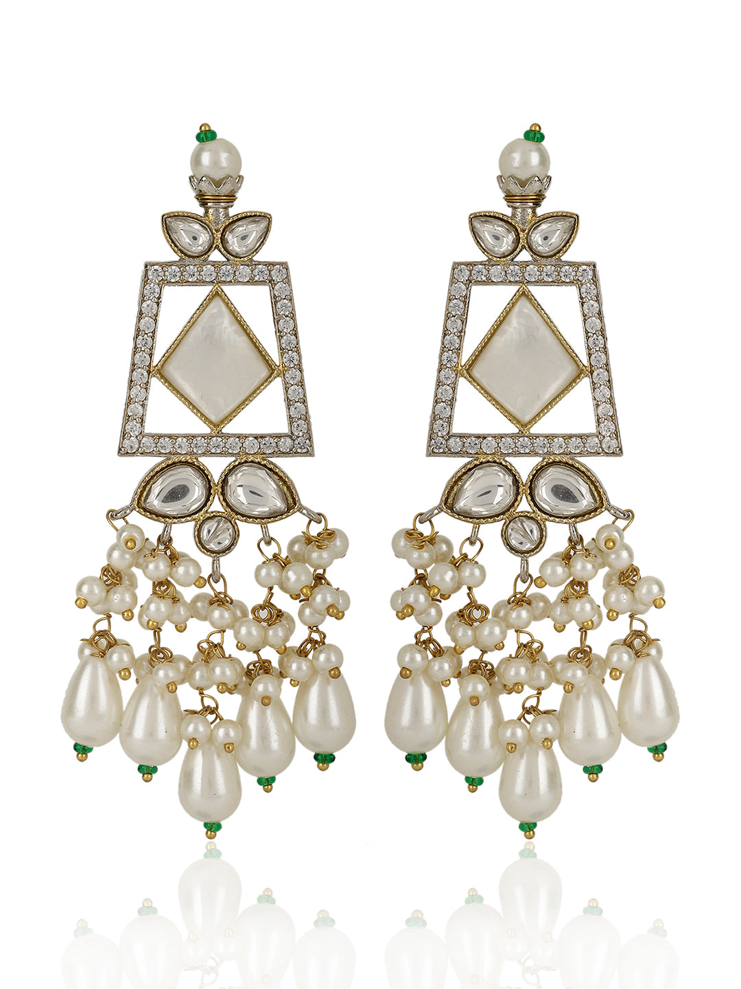 JENA POLKI AND PEARL DROP EARRINGS