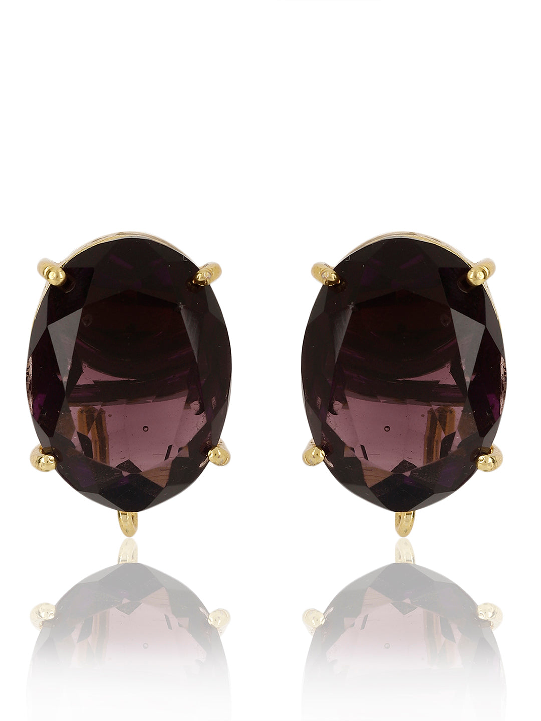 AARVI AMETHYST ONYX GOLD PLATED STUDS jewellery in 24K gold plating | XAGO Luxe