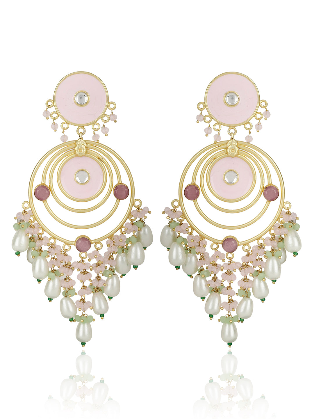MYA ENAMELED POLKI & PEARL EARRINGS