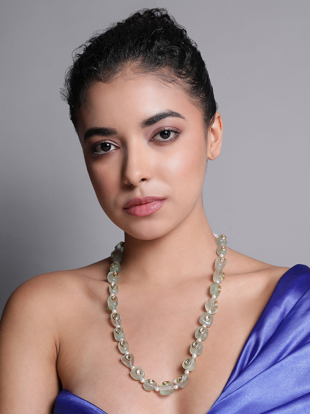 LE ADINA GREEN QUARTZ & KUNDAN NECKLACE