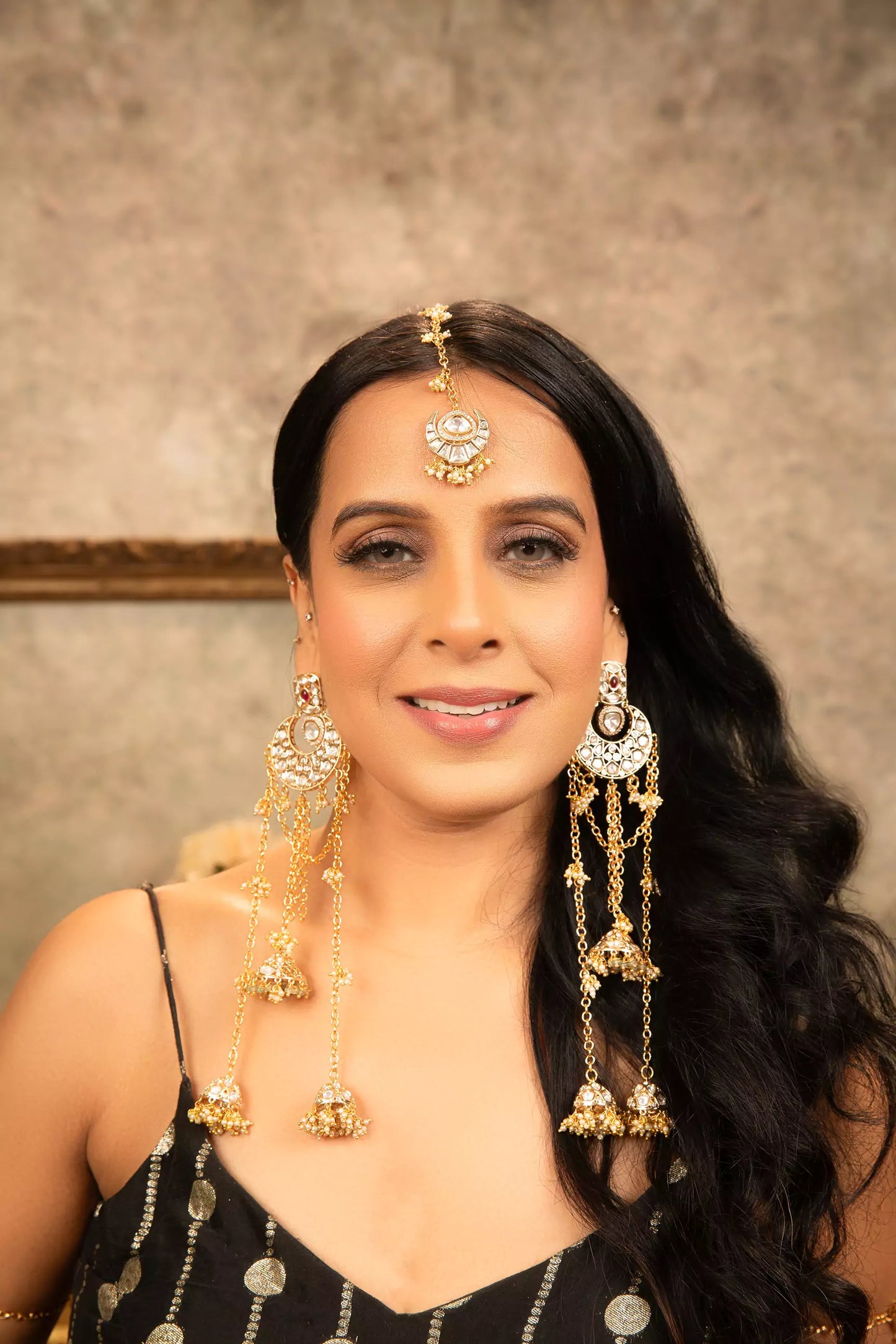 Kritika Moissanite Polki and Pearl Tassel Jhumkas