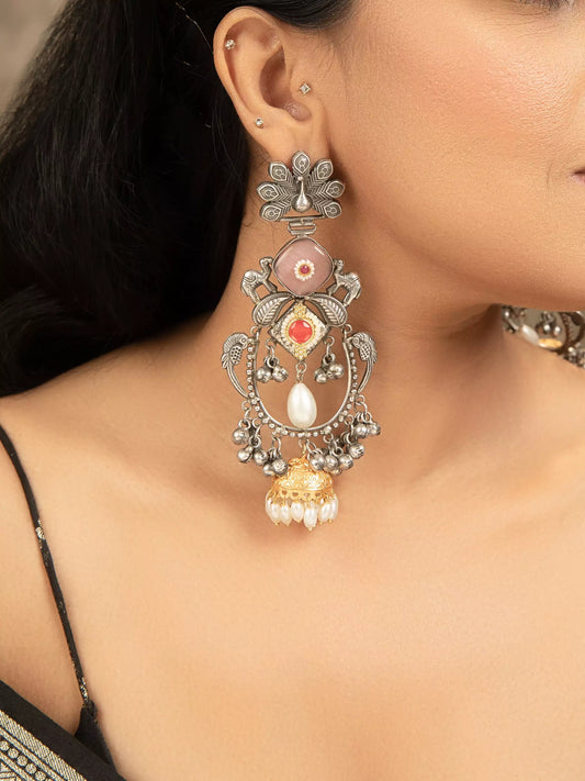 Ratri Oxidised Silver Jhumka Earrings