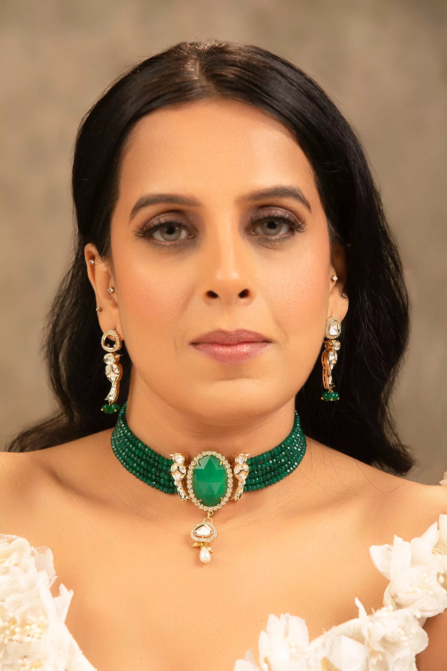 Sanhita Luxe Green Choker Necklace Set