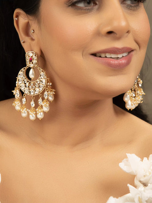 Vaanya Chandbali Earrings with Pearl Drops