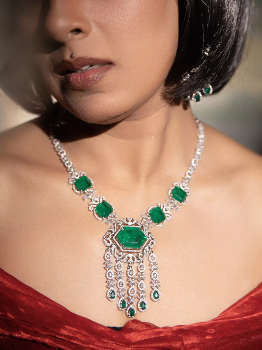 Ariadana Green Doublet Stone Long Necklace