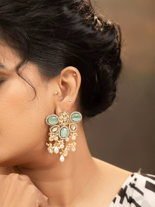 Manhita Pearls and Green Stone Earrings