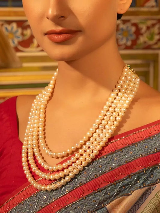 Swarn Aangan Multi-Layered Classic Real Pearl Necklace