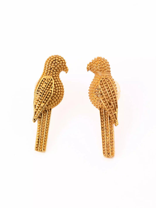 Xago Aviara Studs in 22K Gold Finish | Bird Motif Designer Earrings