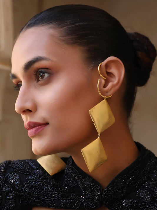 Xago Lustrous Love Earcuffs in 22K Gold Finish | Sculptural Statement Earrings