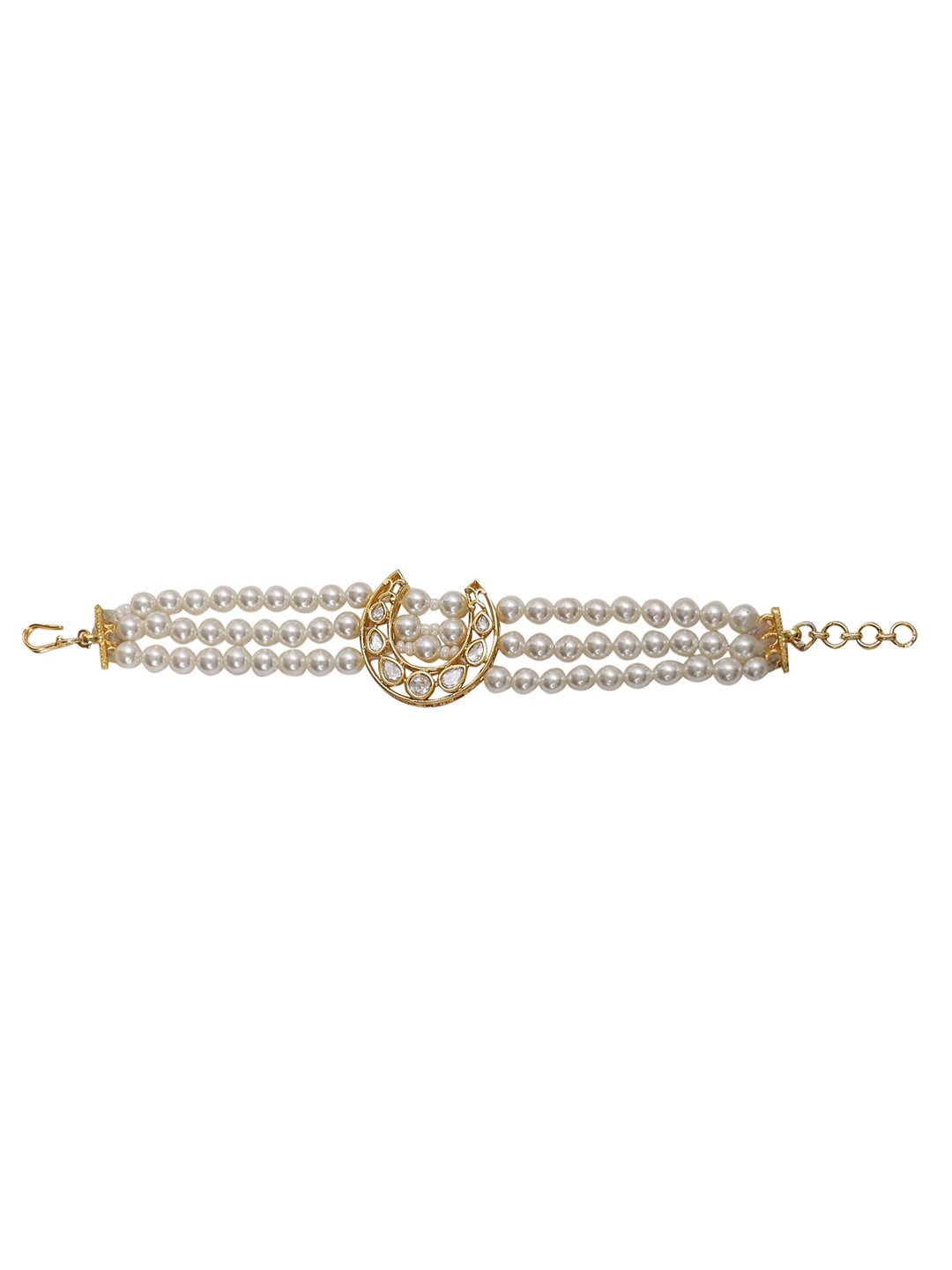LE ELEONORA PEARL &KUNDAN BRACELET jewellery in 24K gold plating | XAGO Luxe