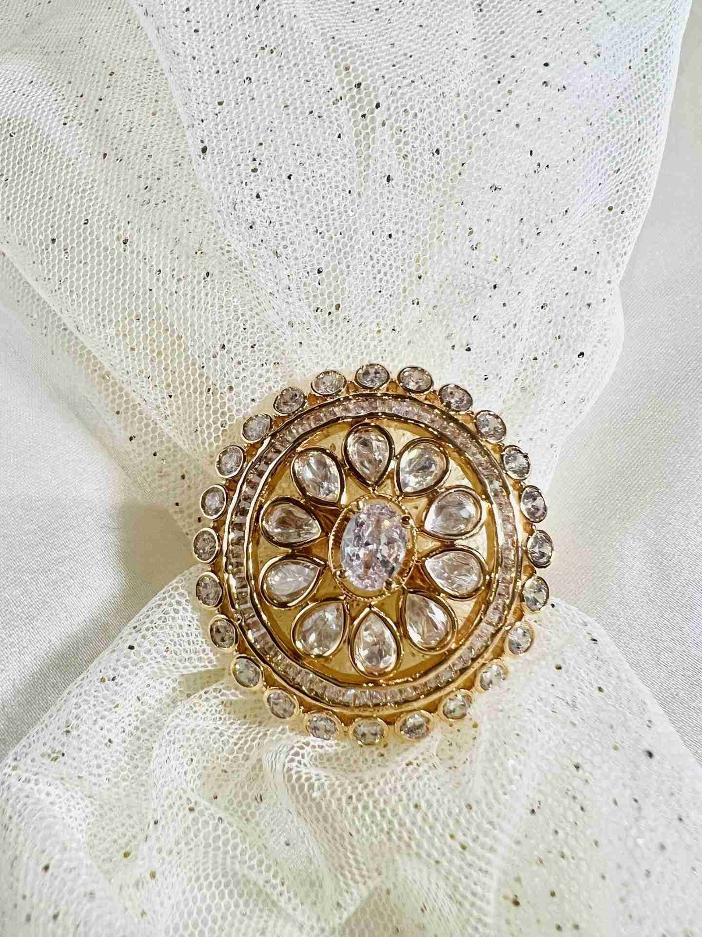 AMODINI POLKI RINGS kundan ring in 24K gold plating | XAGO Luxe