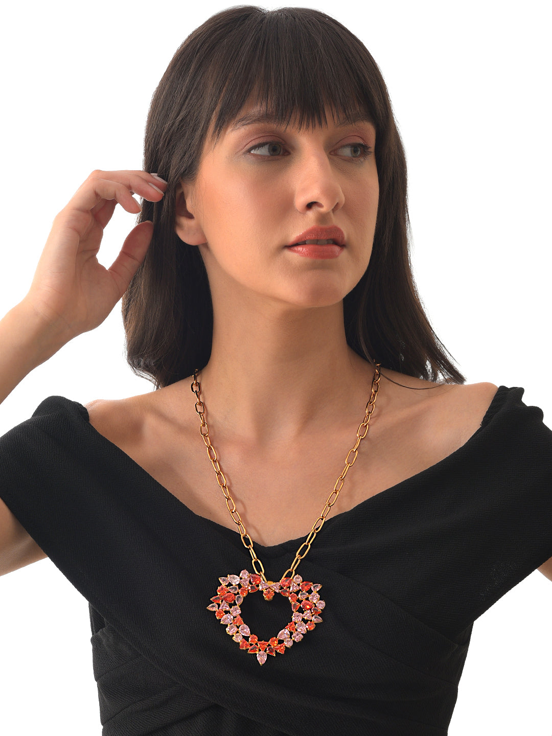 LARA PINK AND ROSE RED COLOURED HEARD SHAPED PENDANT
