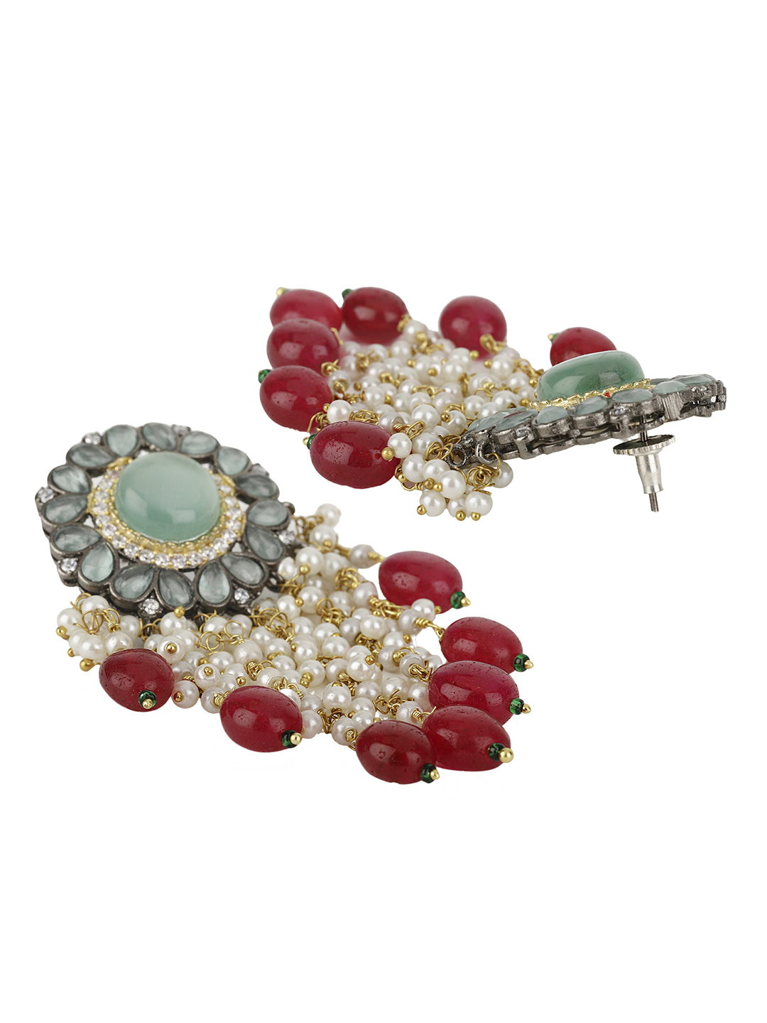 RANIA AD ,  RED BEADS & PEARL EARRINGS jewellery in 24K gold plating | XAGO Luxe