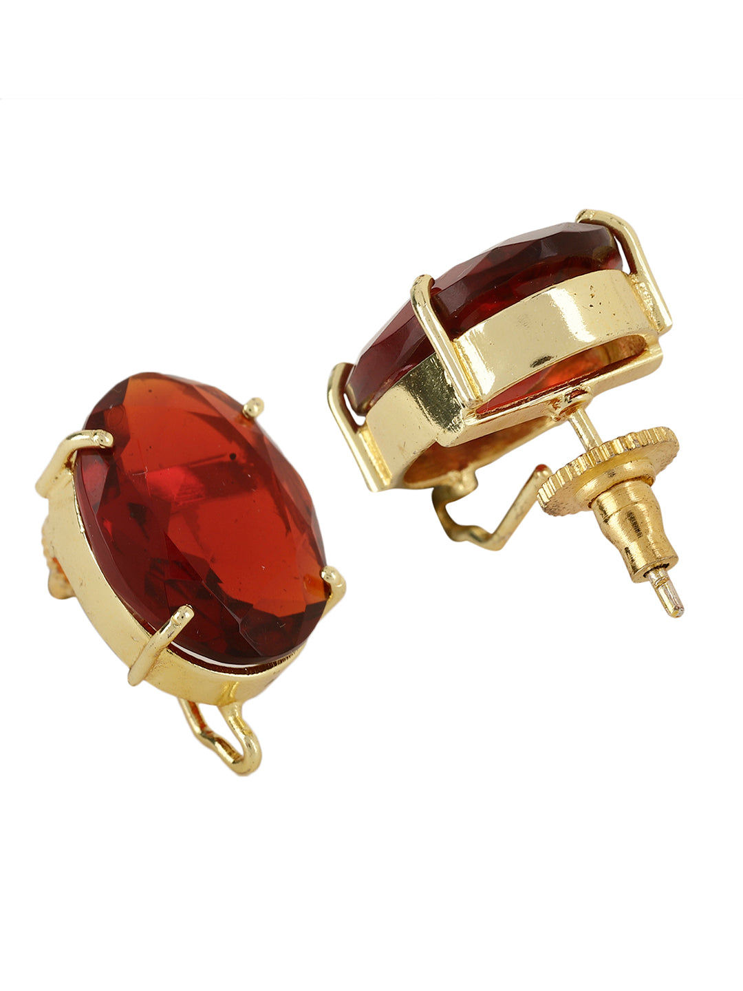 LOCHANA RED ONYX GOLD PLATED STUDS