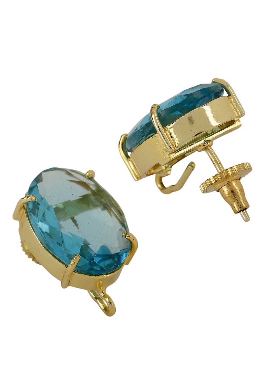 SEIRA BLUE TOPAZ GOLD PLATED STUDS
