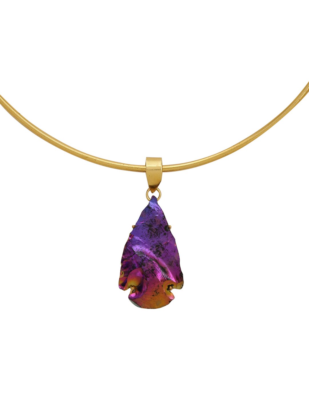 LE AYAZ GOLD PLEATED CONTEMPORARY PENDANT AND CHAIN