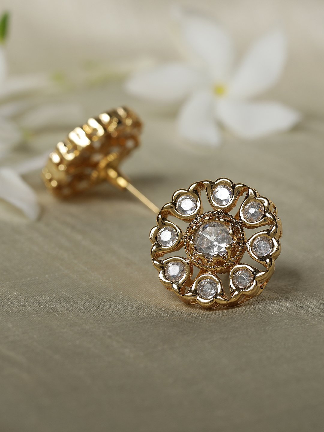 LE NAVA KUNDAN STUDS jewellery in 24K gold plating | XAGO Luxe