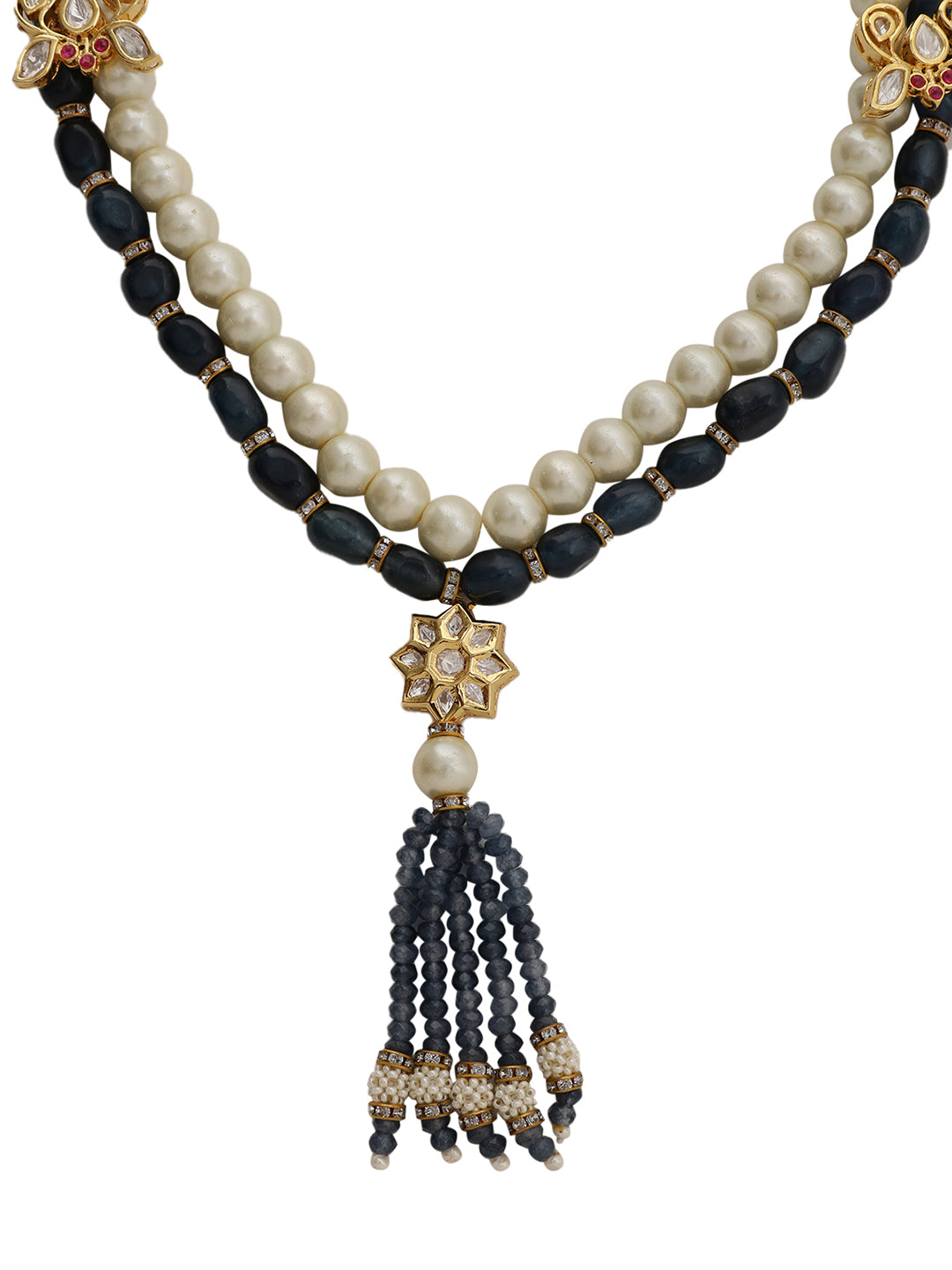 LE BATEL PEARL & KUNDAN NECKLACE jewellery in 24K gold plating | XAGO Luxe