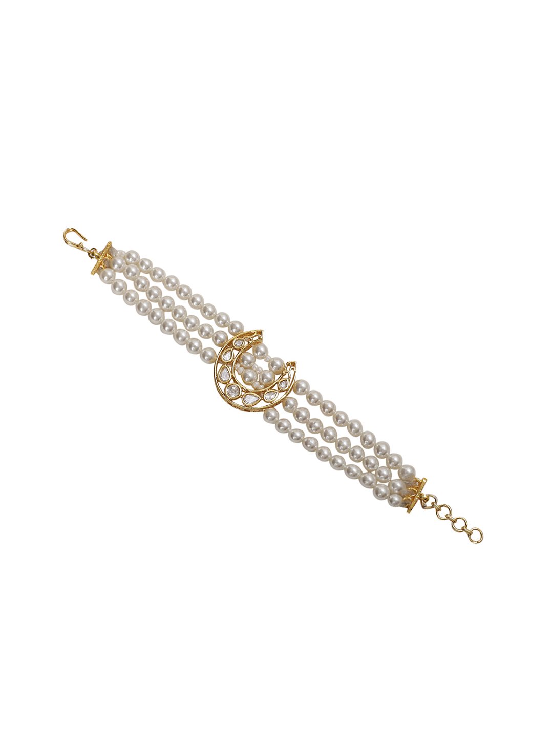 LE ELEONORA PEARL &KUNDAN BRACELET jewellery in 24K gold plating | XAGO Luxe