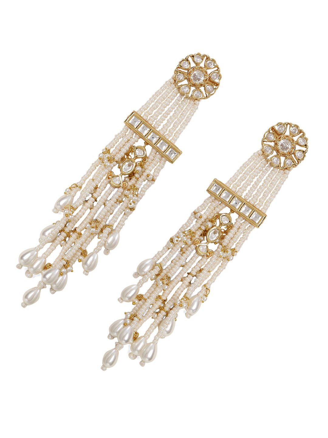 LE ELEONORA PEARL &KUNDAN EARRINGS jewellery in 24K gold plating | XAGO Luxe