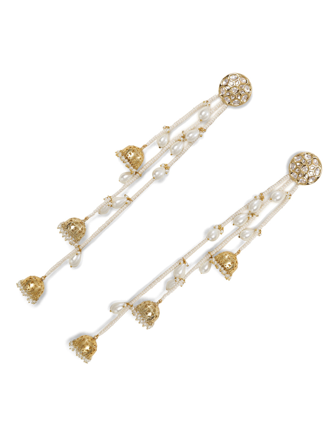 LE ANETHEIA PEARL & MOISSANITE LONG EARRINGS jewellery in 24K gold plating | XAGO Luxe