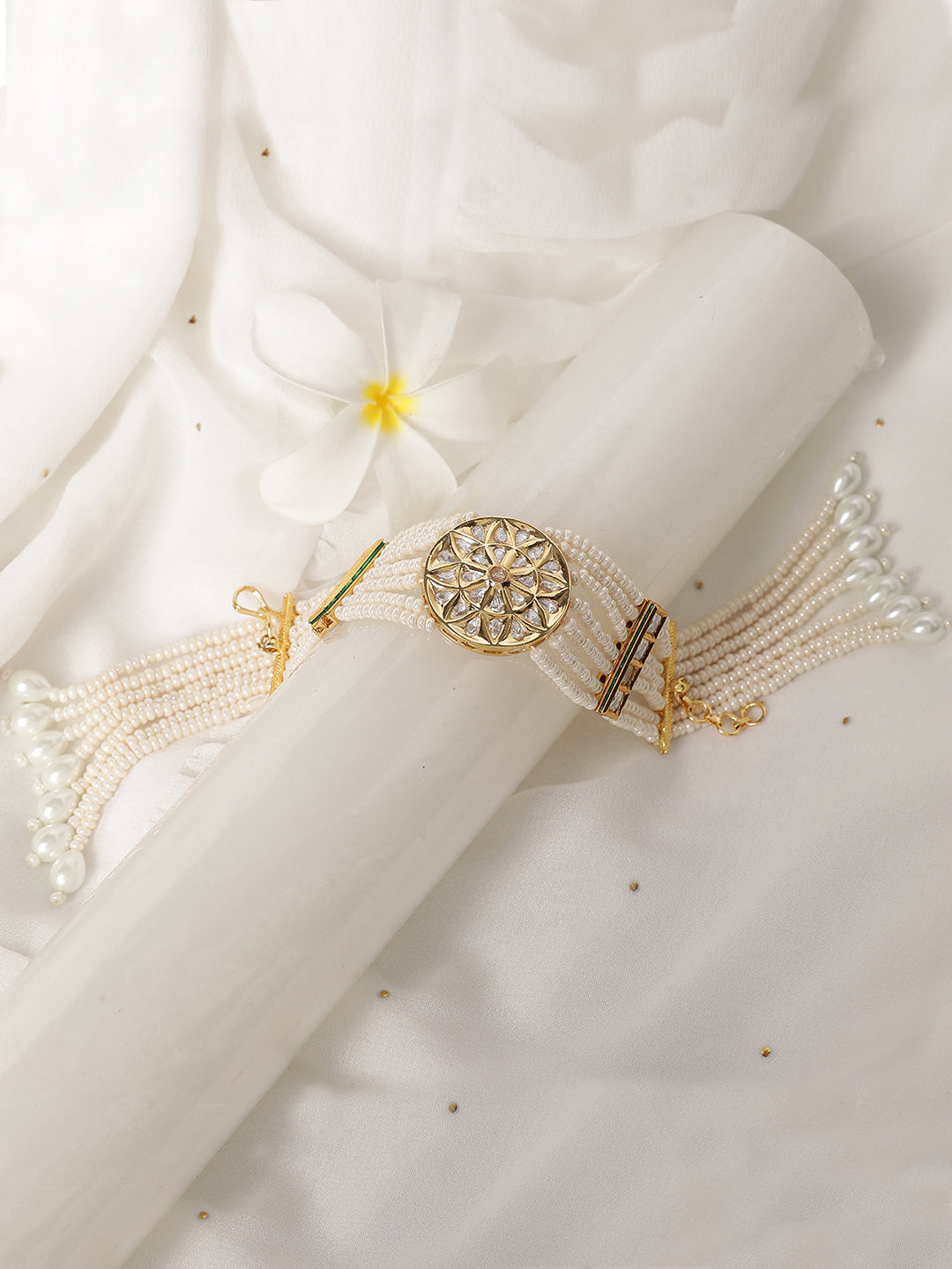 LE ELARA PEARLS & MOISSANITE BRACELET jewellery in 24K gold plating | XAGO Luxe