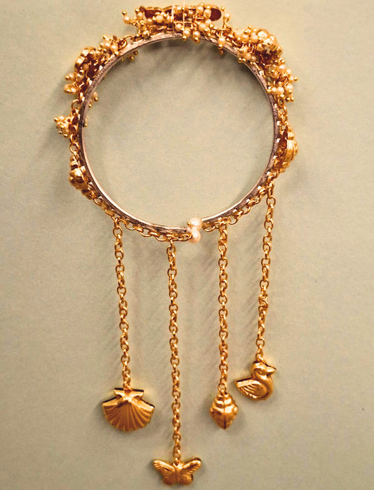 Mayura Lumba with Peacock Motif & Pearls | Rakhi for Bhabhi by XAGO designer jewellery in 24K gold plating | XAGO Luxe