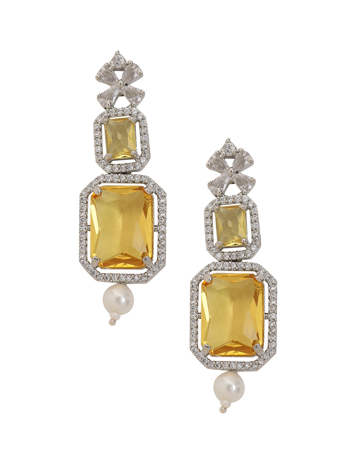 LE HAELYN WHITE-PLATED YELLOW AD-STUDDED JEWELLERY SET
