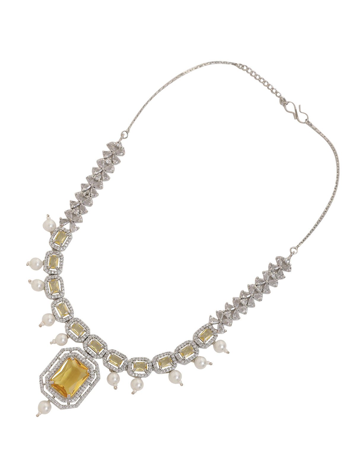 LE HAELYN WHITE-PLATED YELLOW AD-STUDDED JEWELLERY SET