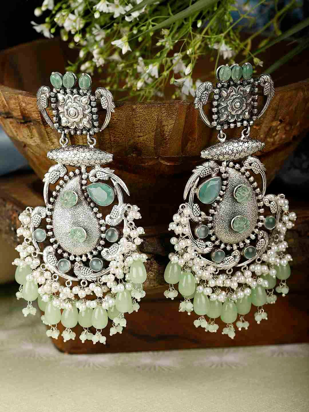 AKOYA SILVER PLATED DANGLER EARRINGS jewellery in 24K gold plating | XAGO Luxe