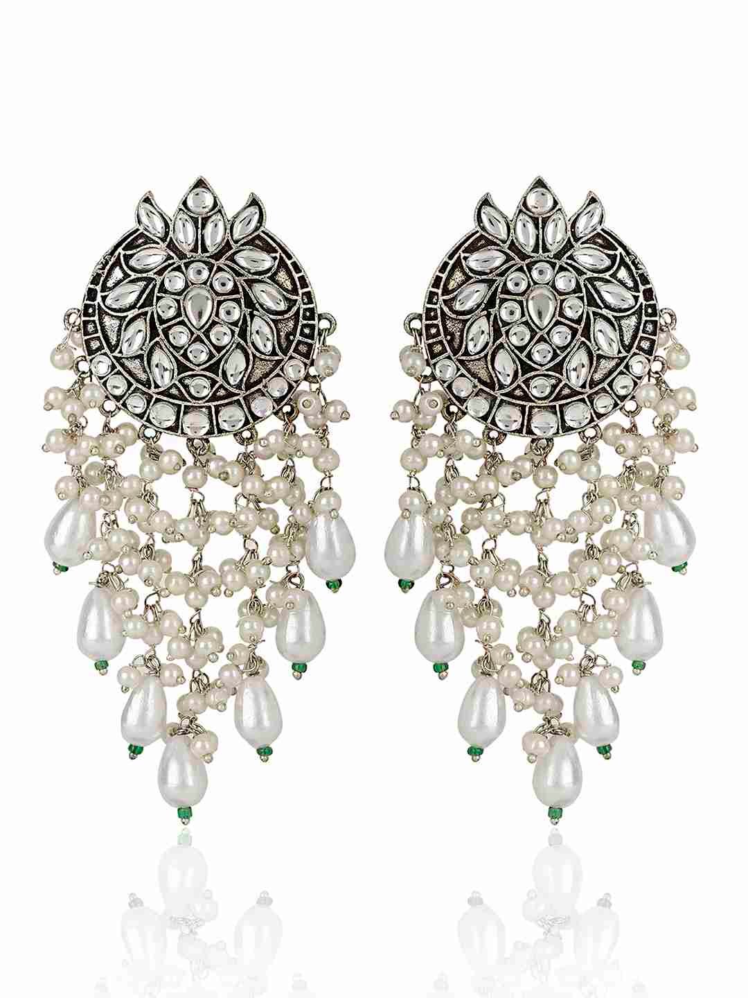 TRIDHA SILVER PLATED DANGLER EARRINGS jewellery in 24K gold plating | XAGO Luxe