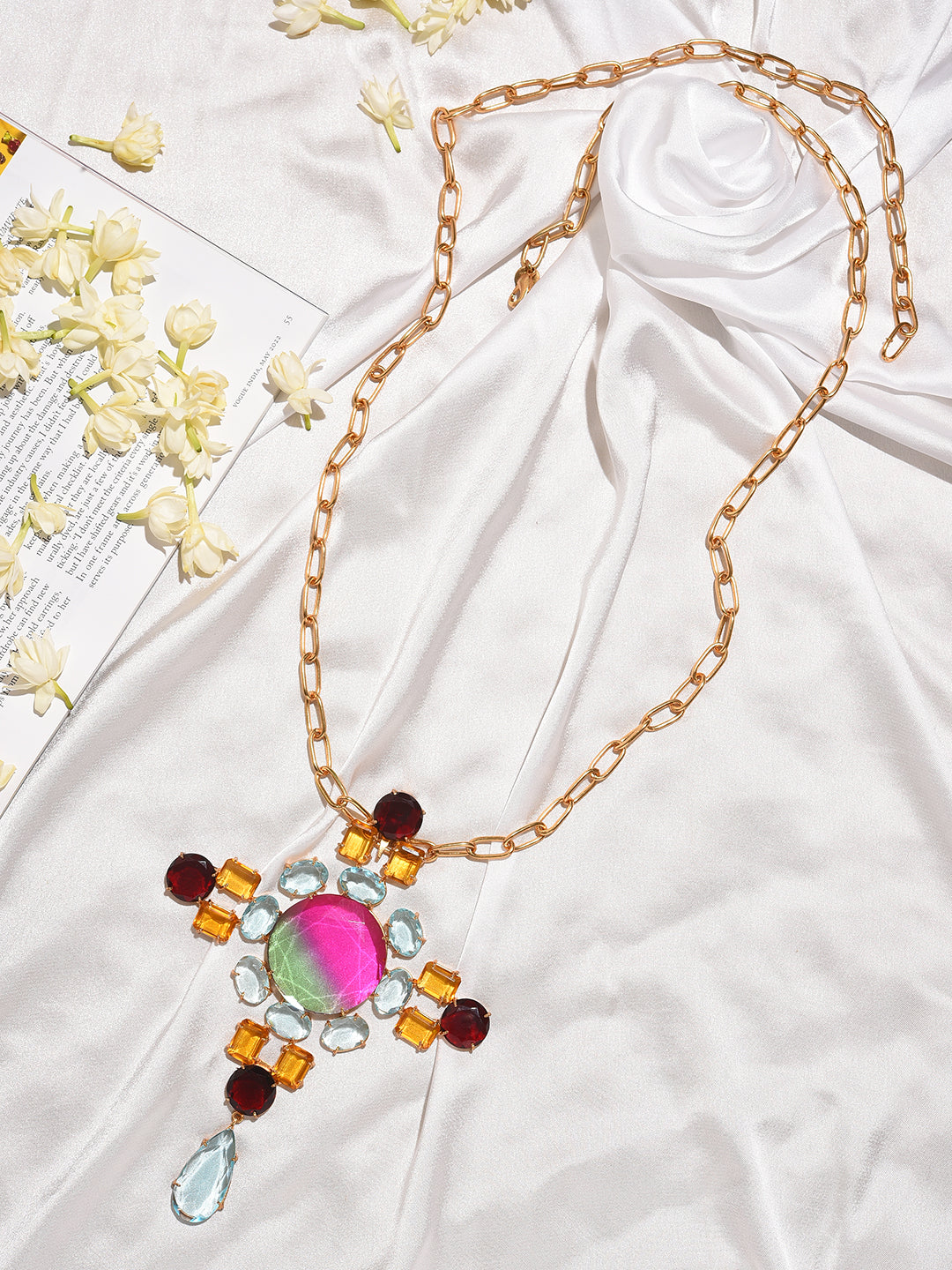 XAGO MULTI STONE STUDDED BIG PENDANT