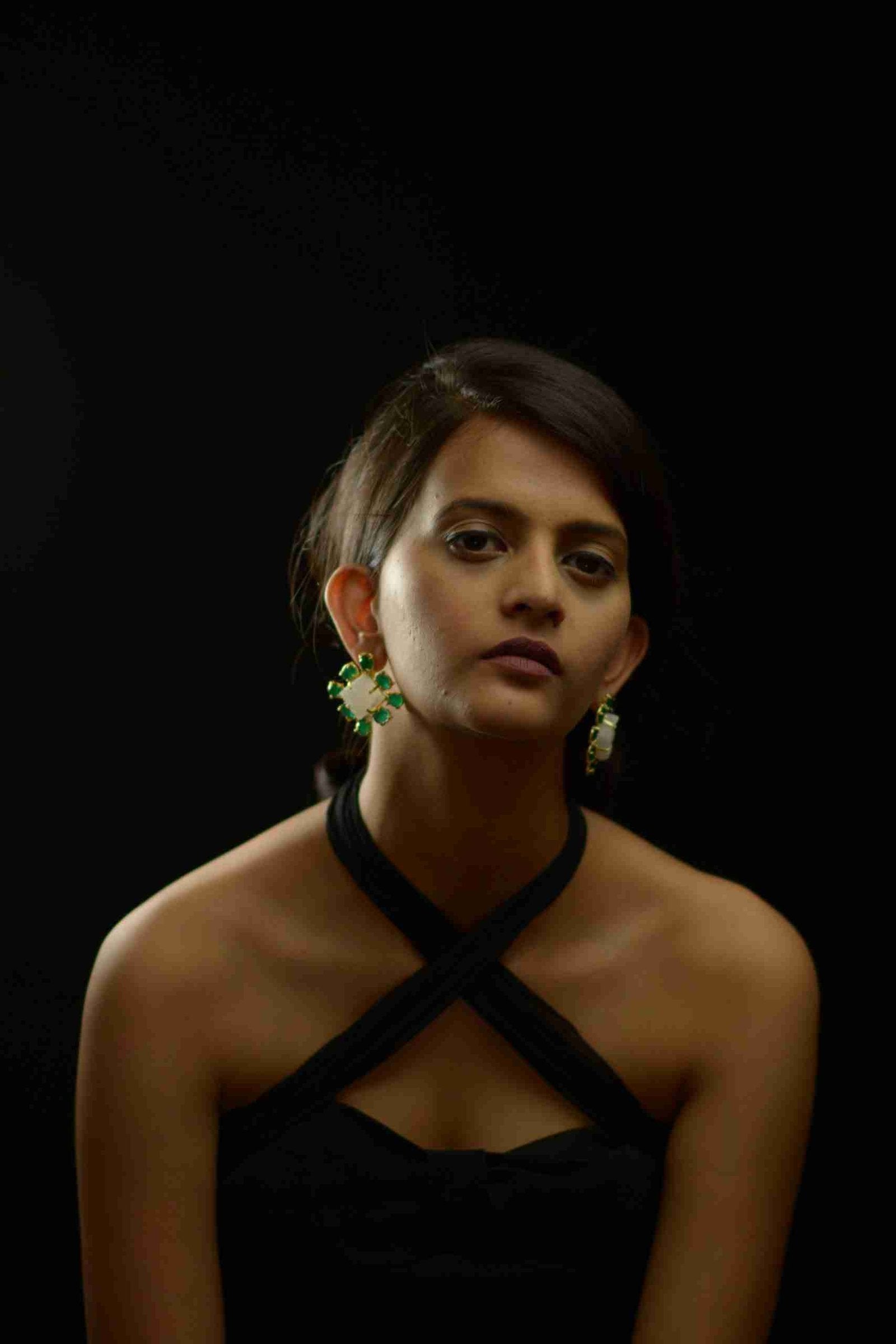 VALERIE GOLD TONED DRUZY STONE STUD EARRING FOR WOMEN jewellery in 24K gold plating | XAGO Luxe