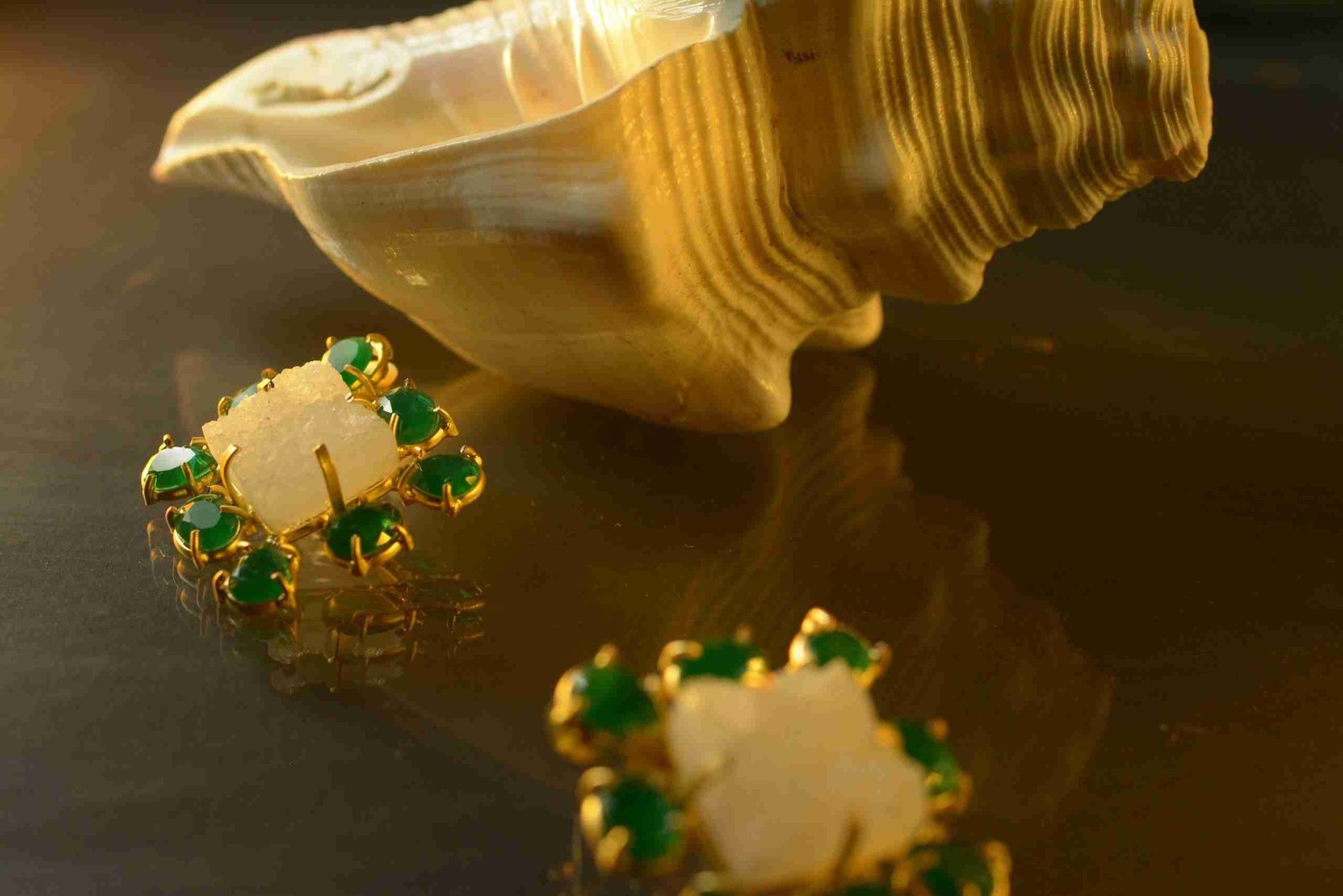 VALERIE GOLD TONED DRUZY STONE STUD EARRING FOR WOMEN jewellery in 24K gold plating | XAGO Luxe