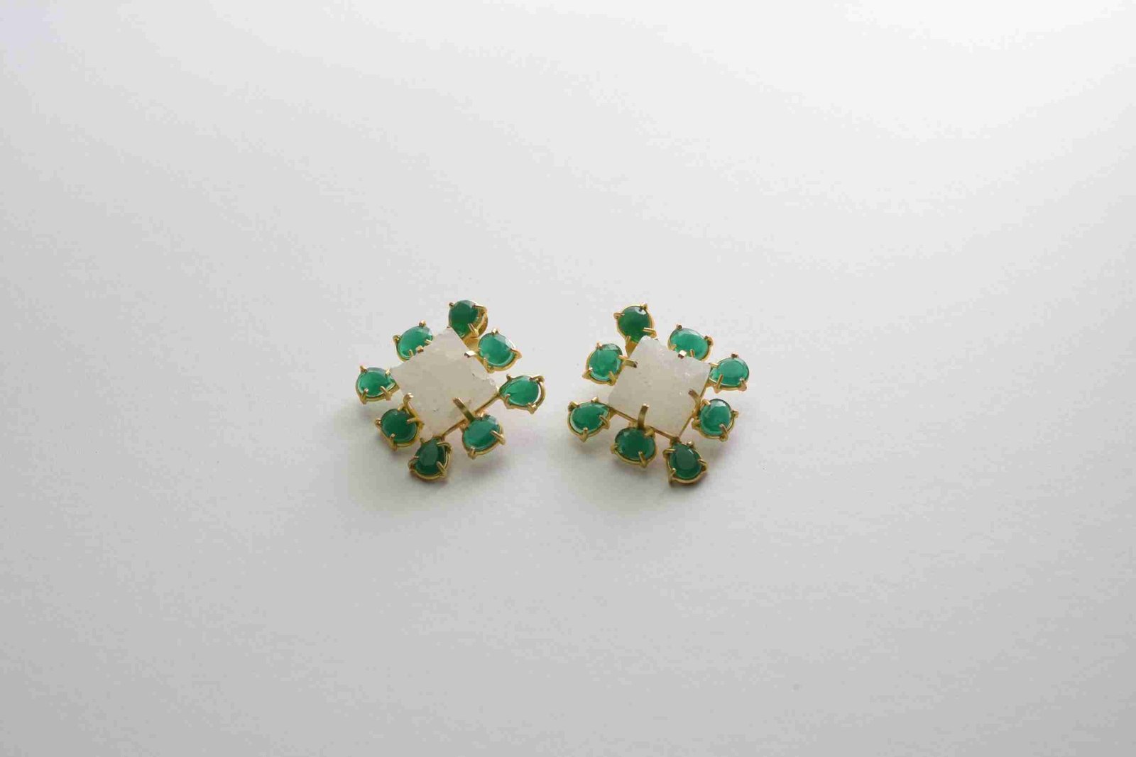 VALERIE GOLD TONED DRUZY STONE STUD EARRING FOR WOMEN jewellery in 24K gold plating | XAGO Luxe