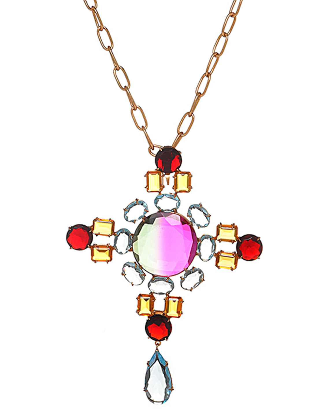 XAGO MULTI STONE STUDDED BIG PENDANT