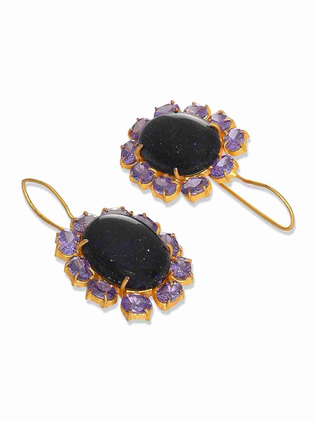 RABI PURPLE DROP EARRINGS jewellery in 24K gold plating | XAGO Luxe