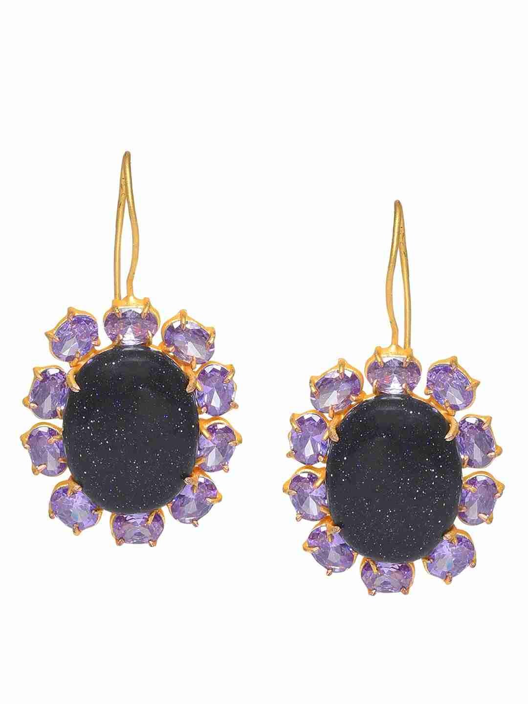 RABI PURPLE DROP EARRINGS jewellery in 24K gold plating | XAGO Luxe
