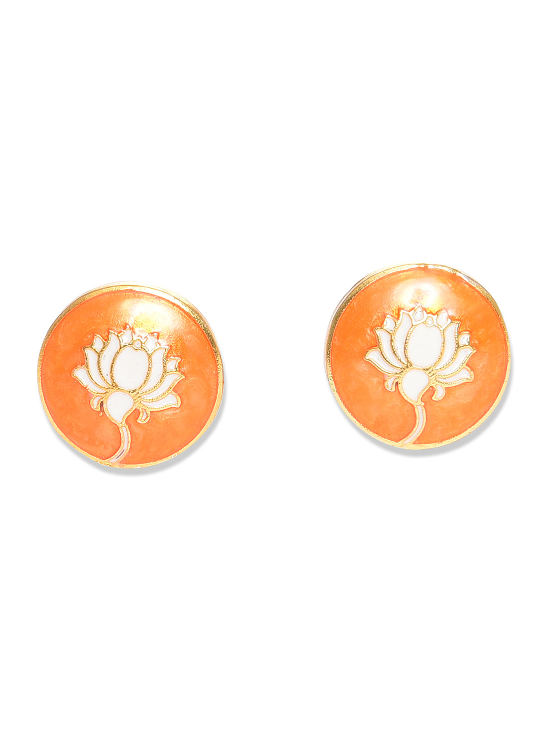 GOLD & ORANGE-TONED ROUND CUFFLINKS jewellery in 24K gold plating | XAGO Luxe