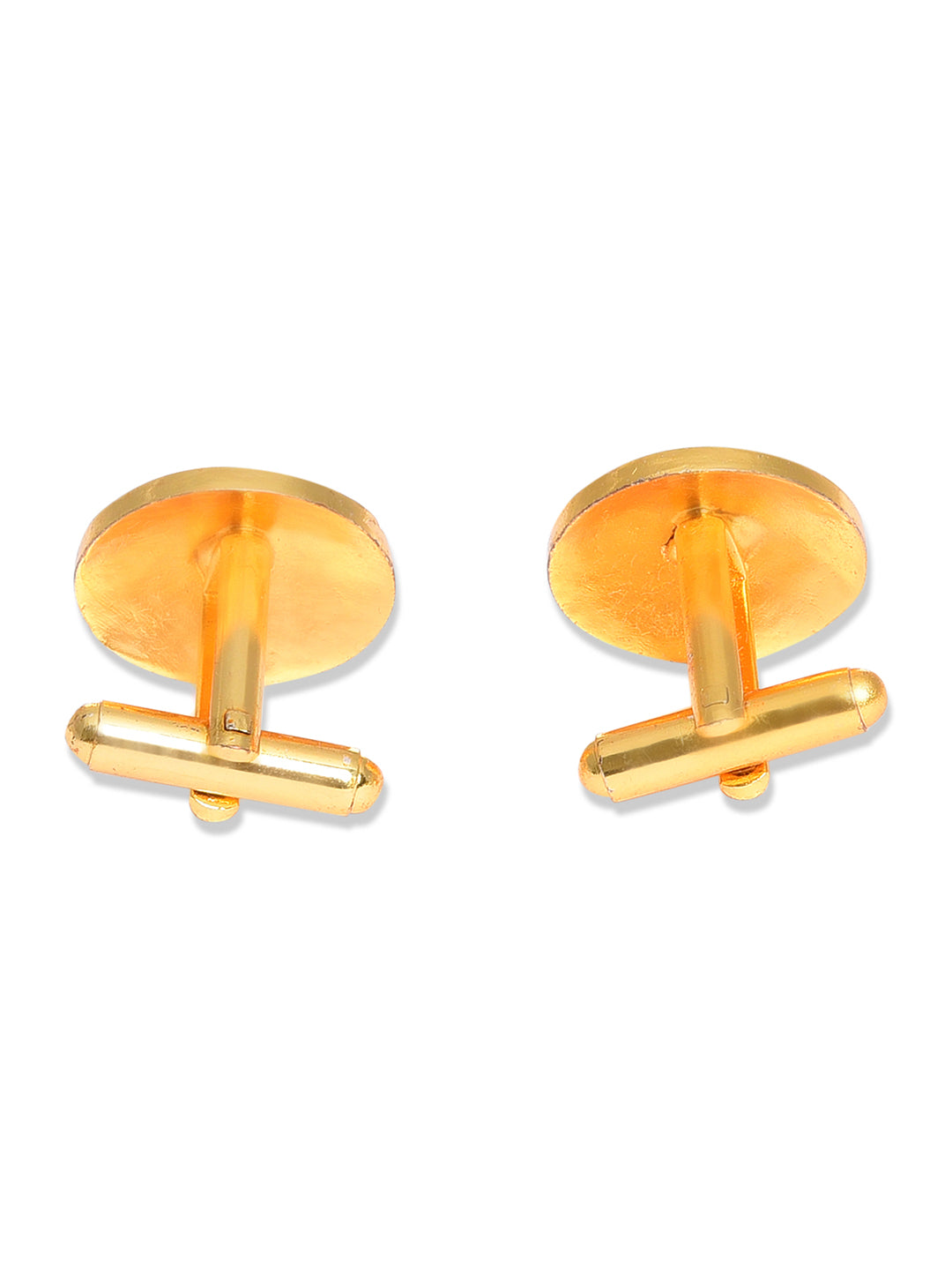 GOLD & ORANGE-TONED ROUND CUFFLINKS jewellery in 24K gold plating | XAGO Luxe