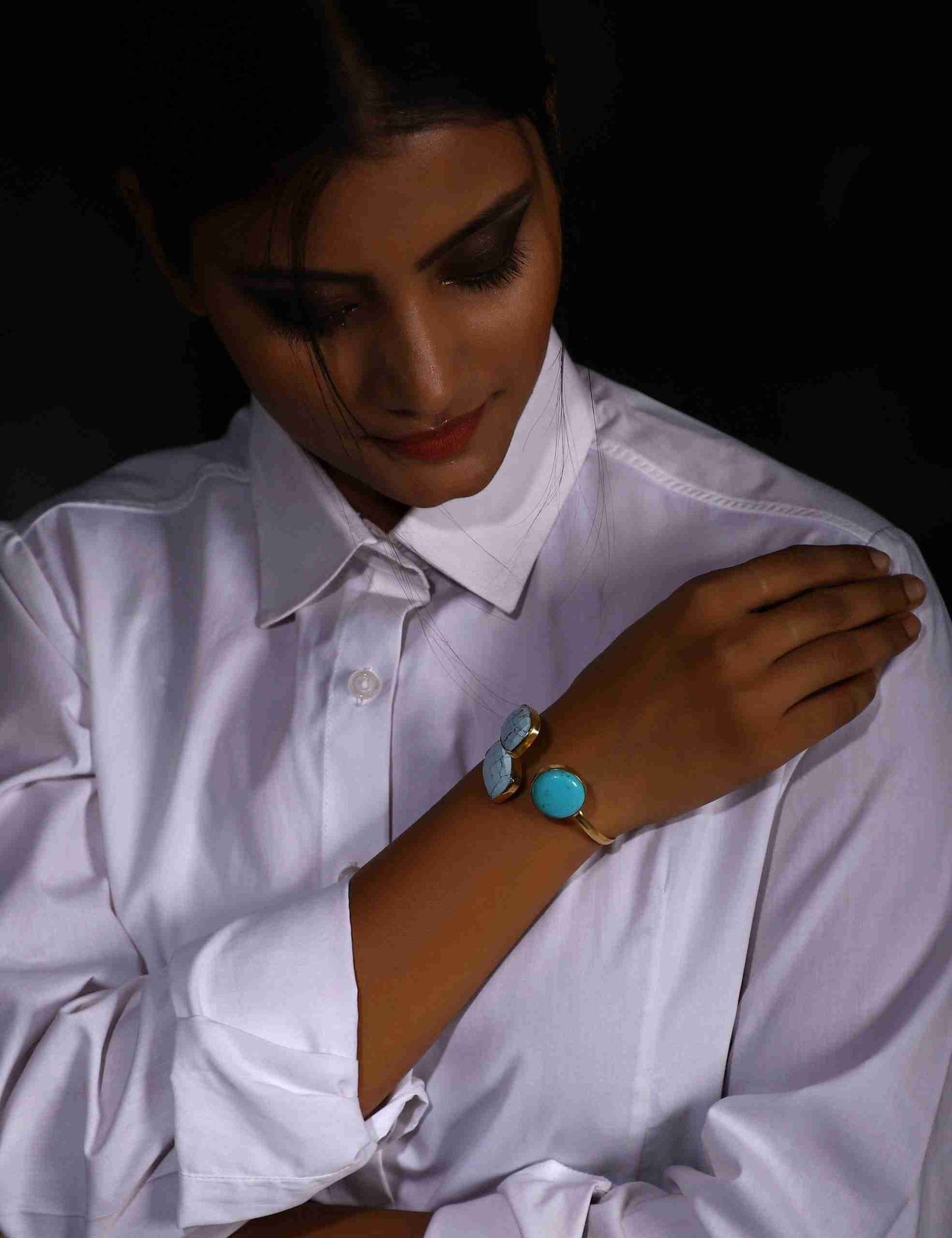 CORA GOLD TURQUOISE BRACELET jewellery in 24K gold plating | XAGO Luxe